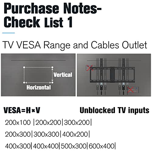 Mounting Dream TV Mount Fixed for Most 42-70 Inch Flat Screen TVs, UL Listed TV Wall Mount Bracket up to VESA 600 x 400mm and 132 lbs - Fits 16"/18"/24" Studs - Low Profile and Space Saving MD2163-K