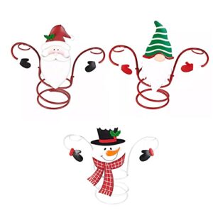 christmas holiday wine bottle glass holders, snowman santa claus gnome organizer rack, christmas home decor kitchen storage bar, wine cellar, cabinet, pantry,rack bar (set of 3)