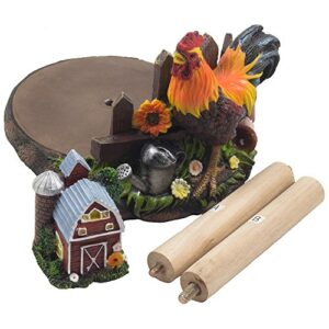 Decorative Farm Rooster Paper Towel Holder with Barn in Rustic Country Kitchen Decor Accessories As Gifts for Farmers