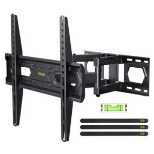 usx mount full motion tv wall mount for most 32-65 inch flat screen/led/4k tvs, swivel/tilt tv mount bracket with articulating dual arms max vesa 400x400mm, holds up to 110lbs, for 16″ wood stud.