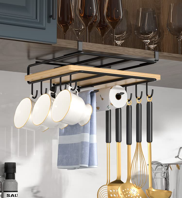 GANKAS Hanging Storage Rack Under The Cabinet Storage Racks Slide-in Rack Organizer Can Hanging Wine Glass, kitchenware, Cutting Board, Pot lid, Kitchen Paper Towels