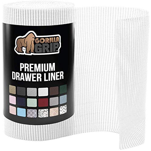 Gorilla Grip Drawer Liner and Under Sink Mat, Drawer Liner Size 12x20, and Under Sink Mat Size 24x30, Both in White, 2 Item Bundle