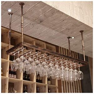 stylish simplicity industrial simple wine glass hanger bar floating stand adjustable kitchen or office cutlery bottle holder vintage iron inverted goblet holder wine glass holder (bronze 120 * 35cm)