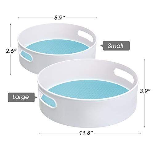 Jeko 2Pack Plastic Lazy Susan Turntable Cabinet Organizer, Non Skid Lining Kitchen Cabinet Pantry, 12in & 9IN Kitchen Under Sink Organizer Rotating Spice Rack for Pantry,Fridge,Countertop,Blue