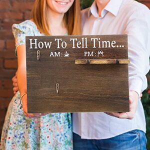 Wall Wooden Coffee Glasses Holder Rack, How To Tell Time Wooden Cup Holder, Popular Unique Gift for Couples Lovers Mother Women Retirements Gift, Mugs Glasses Not Included (How To Tell Time)