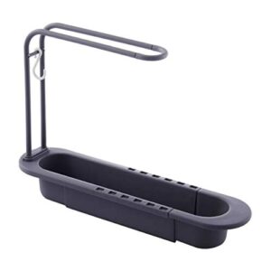 uupoi telescopic sink storage rack, expandable dish caddy drying rack, drain basket tray caddy shelf scrubber, retractable rack for kitchen and bathroom, black