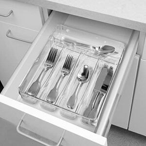 OGGI Clear Tray Flatware Organizer, 5-Compartment