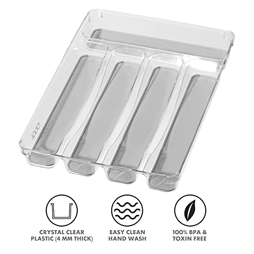 OGGI Clear Tray Flatware Organizer, 5-Compartment