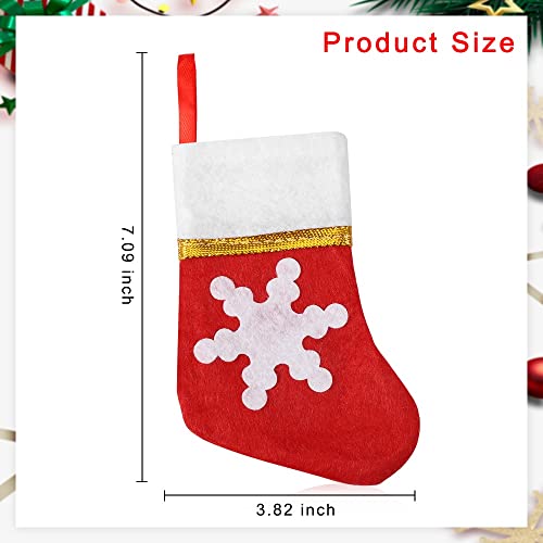 LucyPhy 24 Pack Christmas Mini Stockings Tableware Holders Christmas Socks Decorations Spoon Fork Bag Candy Pouch Bag for Xmas Party Tree Dinner Table Home Ornaments