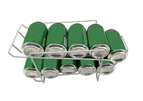 FixtureDisplays® Stylish Soda Can Beverage Dispenser Rack, Dispenses 10 Standard Size 12oz Soda Cans and Holds Canned Foods 16938-NF