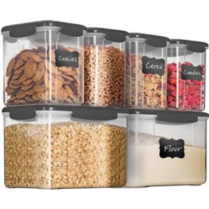 12-piece airtight food storage 6 containers with 6 lids – bpa-free plastic kitchen pantry storage containers – dry-food-storage containers set for flour, cereal, sugar, coffee, rice, nuts, snacks etc.