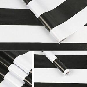 simplelife4u black and white stripe self-adhesive shelf liner contact paper 17.7 inch by 9.8 feet