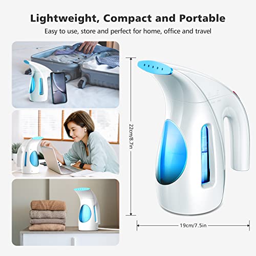 Hilife Steamer for Clothes, Portable Handheld Design, 240ml Big Capacity, 700W, Strong Penetrating Steam, Removes Wrinkle, for Home, Office and Travel (Maya Blue)