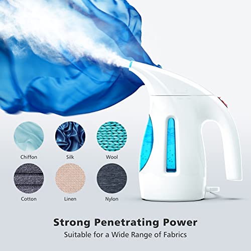 Hilife Steamer for Clothes, Portable Handheld Design, 240ml Big Capacity, 700W, Strong Penetrating Steam, Removes Wrinkle, for Home, Office and Travel (Maya Blue)