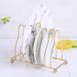 Operitacx Plate Racks Metal Dish Rack Pot Lid Holder Plate Stand Kitchen Cabinet Organizer Drying Rack for Bowl Cup Cutting Board