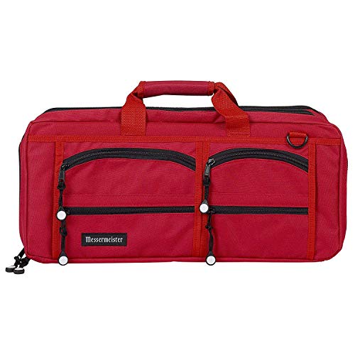 Messermeister 18-Pocket Heavy Duty Meister Chef Knife Bag, Luggage Grade and Water Resistant, Red