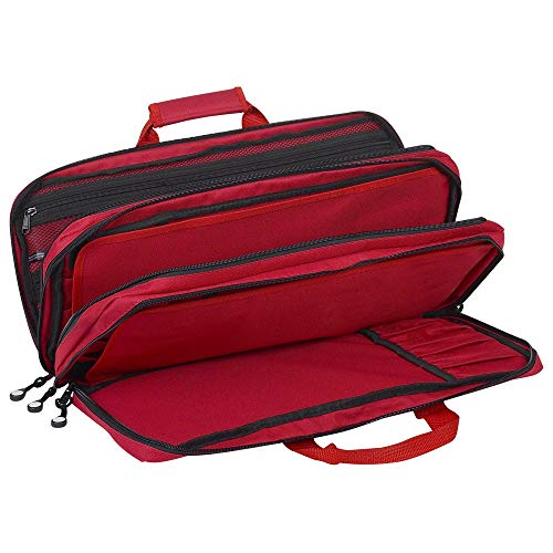 Messermeister 18-Pocket Heavy Duty Meister Chef Knife Bag, Luggage Grade and Water Resistant, Red