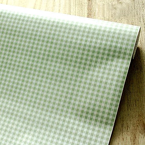 Yifely Green & White Checkered Pattern Tabletop Protect Paper Self-Adhesive Shelf Liner Coat Locker Decor 17.7 Inch by 9.8 Feet