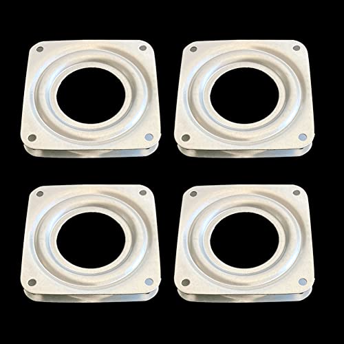 4pcs 3 Inch Square Lazy Susan Turntable Bearing Plate with 150 Pound Capacity Galvanized Steel Rotating Bearing Plate Swivel Plate