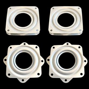 4pcs 3 Inch Square Lazy Susan Turntable Bearing Plate with 150 Pound Capacity Galvanized Steel Rotating Bearing Plate Swivel Plate