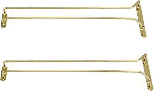 TrueCraftware – 24 -Inch, Wine Glass Rack, Stemware Rack, Wire Hanging Rack, Under Cabinet, Brass Finish, Set of 2