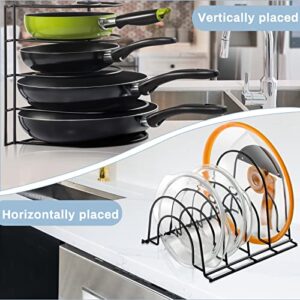 Almcmy Pan Organizer Rack,5 Tier Heavy Duty Pots and Pans Organizer,Pot Lid Organizer Rack for Kitchen Counter & Cabinet Storage and Organization,Send 3 PCS Silicone Cooking Spatulas&Cleaning Cloth