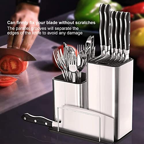 Kitchen Organizer, Universal Fixed Blade Stainless Steel Knife Holder for Kitchen Knives for Scissors