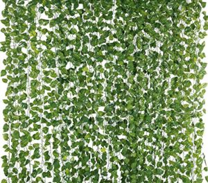 yatim 78-ft 12 pack silk artificial ivy vines leaf garland plants hanging wedding garland fake foliage flowers home kitchen garden office wedding wall decor