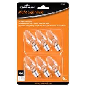 kingman night light warm white replacement bulbs (6 per pack), 4w 120v
