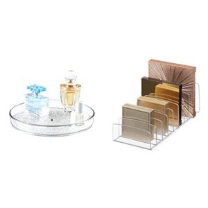 idesign the rain collection lazy susan turntable organizer, 9″ x 9″ x 1.5″, clear & bpa-free plastic divided makeup palette cosmetic organizer, the clarity collection – 9.25″ x 3.86″ x 3.2″, clear