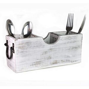 savon white silverware holder caddy wood (3 compartments)