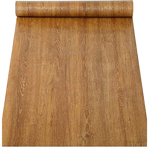 Self Adhesive Faux Wood Grain Vinyl Contact Paper Shelf Liner for Kitchen Cabinets Shelves Dresser Drawer Table Desk Furniture Walls Removable Waterproof 15.7x117 Inches