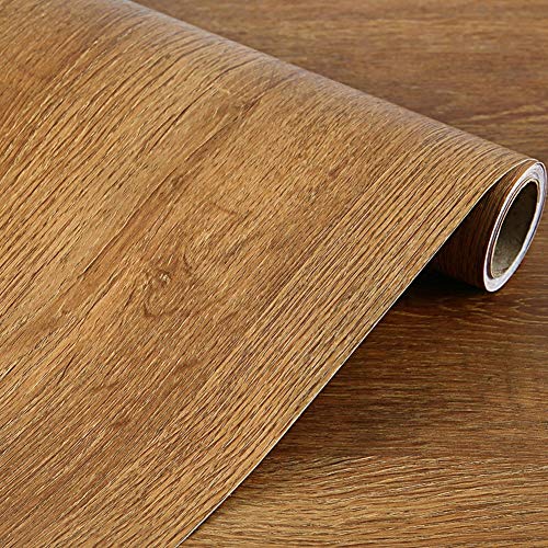 Self Adhesive Faux Wood Grain Vinyl Contact Paper Shelf Liner for Kitchen Cabinets Shelves Dresser Drawer Table Desk Furniture Walls Removable Waterproof 15.7x117 Inches