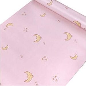 hoyoyo 17.8 x 78 inches self-adhesive liner paper, removable shelf liner wall stickers dresser drawer peel stick kitchen home decor, pink moon