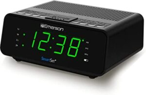 emerson smartset alarm clock radio with am/fm radio, dimmer, sleep timer and .9″ led display, cks1900 (black)