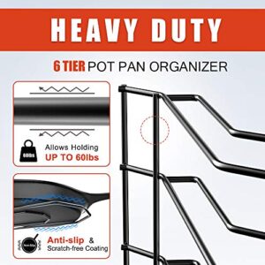 8 Tiers Pots and Pans Organizer with 3 DIY Methods and 6 Tier Heavy Duty Pan Organizer Bundle