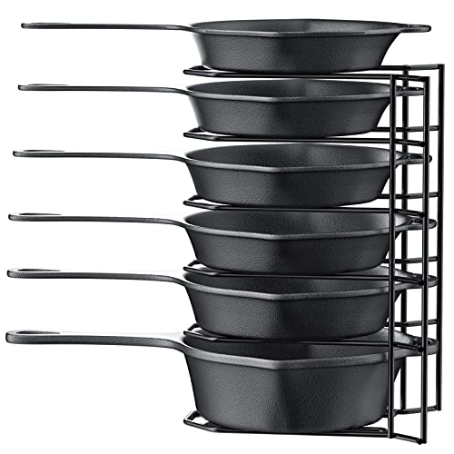 8 Tiers Pots and Pans Organizer with 3 DIY Methods and 6 Tier Heavy Duty Pan Organizer Bundle