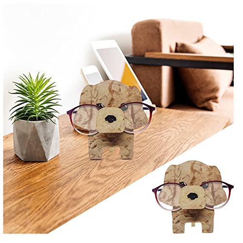 Funny Glasses Holder Stand, Cute Creative Animal Handmade Wooden Carving Eyeglass Holder, Home Office Nightstand Decoration Desktop Glasses Frame (D-1, One Size)