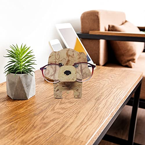 Funny Glasses Holder Stand, Cute Creative Animal Handmade Wooden Carving Eyeglass Holder, Home Office Nightstand Decoration Desktop Glasses Frame (D-1, One Size)