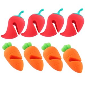 cabilock 8pcs silicone spill-proof lid lifter boil stoppers lid lifts carrot chili kitchen pot lid holders lid stand heat resistant holder keep the lid open