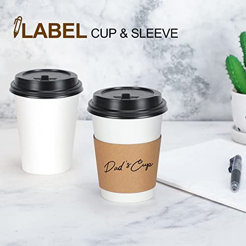 FIFWVGP 100 Pack 12 oz Disposable Coffee Cups with Lids, Sleeves and Stir Straws Paper Coffee Cups with Lids To Go Coffee Paper Cups with Lids Hot Cups with Lids for Tea Coffee Hot Chocolate