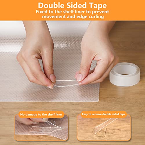 Kitchen Cabinet Liner Shelf Liner, Clear Kitchen Drawer Liner Non Slip Refrigerator Liners Cabinet Liners for Shelves Washable & Oil-Proof Drawer Liners for Kitchen 17.7 Inches x 16 FT