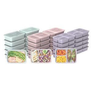 bentgo® prep 60-piece meal prep kit – 1, 2, & 3-compartment containers with custom fit lids – microwaveable, durable, reusable, bpa-free, freezer & dishwasher safe storage containers (floral pastels)