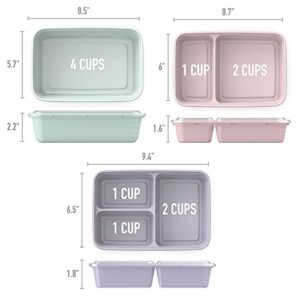 Bentgo® Prep 60-Piece Meal Prep Kit - 1, 2, & 3-Compartment Containers with Custom Fit Lids - Microwaveable, Durable, Reusable, BPA-Free, Freezer & Dishwasher Safe Storage Containers (Floral Pastels)