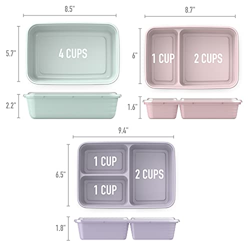 Bentgo® Prep 60-Piece Meal Prep Kit - 1, 2, & 3-Compartment Containers with Custom Fit Lids - Microwaveable, Durable, Reusable, BPA-Free, Freezer & Dishwasher Safe Storage Containers (Floral Pastels)