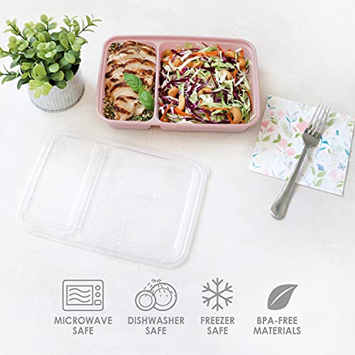Bentgo® Prep 60-Piece Meal Prep Kit - 1, 2, & 3-Compartment Containers with Custom Fit Lids - Microwaveable, Durable, Reusable, BPA-Free, Freezer & Dishwasher Safe Storage Containers (Floral Pastels)