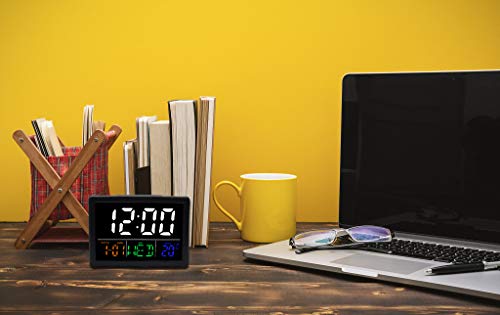 Digital Alarm Clock, with 5.5" Large LED Time Display, Adjustable Alarm Volume, 6 Level Brightness, Alarm Settings, USB Charger, Temperature Detect, Snooze, Clocks for Bedroom, Bedside, Desk, Black