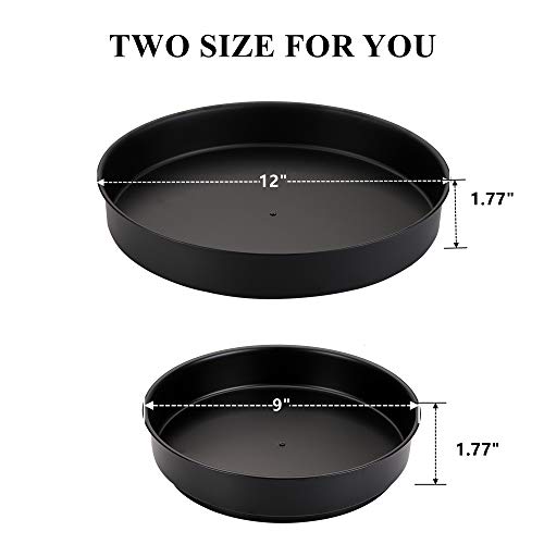 Yopay 2 Pack Stainless Steel Lazy Susan, 9 Inch/ 12 Inch Black Pantry Turntable Organizer, Round Rotating Countertop Spice Bins for Cabinets, Shelf, Bathroom, Kitchen, Refrigerator