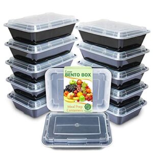 enther meal prep containers single lids food storage bento bpa free | stackable | reusable lunch boxes, microwave/dishwasher/freezer safe portion control (28 oz), 12 pack 1 compartment