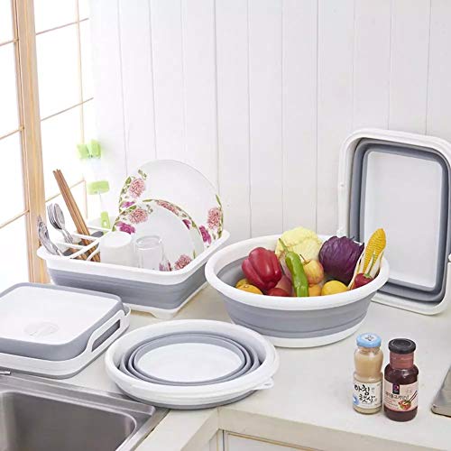 Collapsible Dish Rack and Drainboard Set Storage Dish Drying Rack Basket Folding Storage Container for Kitchen Motorhome Camper